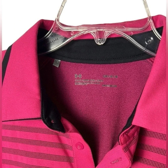 Under Armour Heat gear polo,golf shirt,men Large,Short sleeve , logo,stripes. - Picture 6 of 14